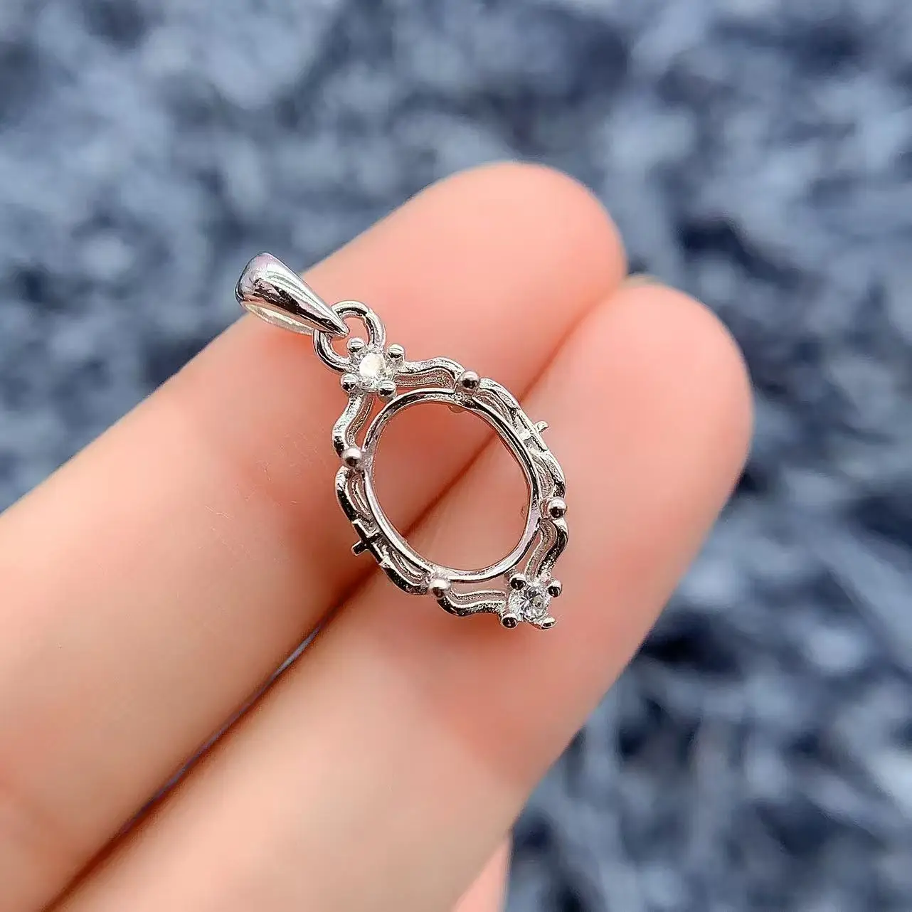 

MeiBaPJ инкрустация овальная 8*10 мм S925 стерлингового серебра DIY кулон установка циркон женские подарки Шарм простые универсальные ювелирные изделия оптом