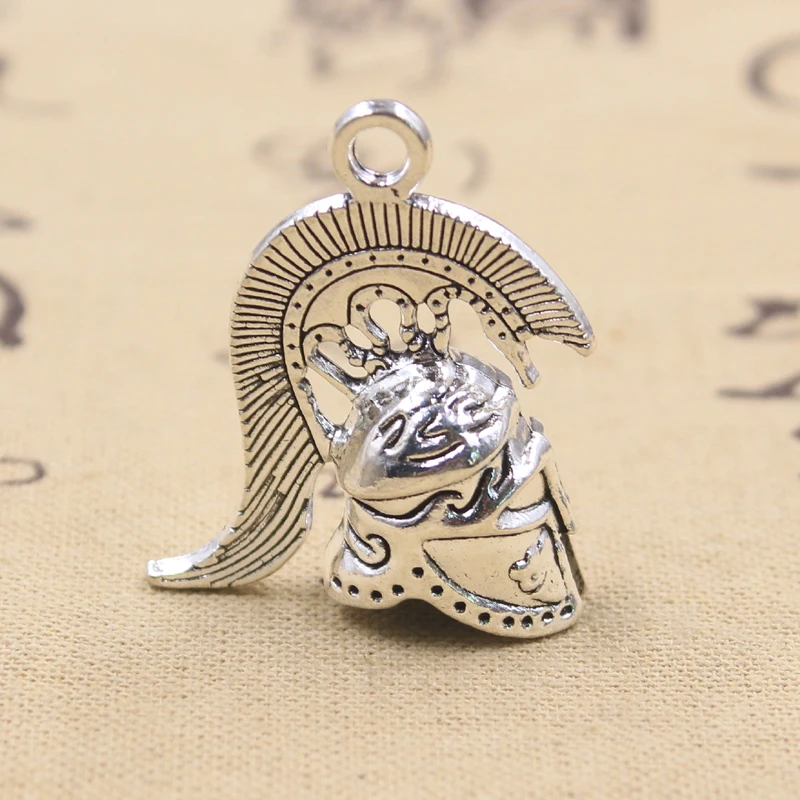 3 pçs encantos 3d capacete do soldado 39x34x15mm tibetano prata cor pingentes antigo jóias fazendo diy artesanato artesanal