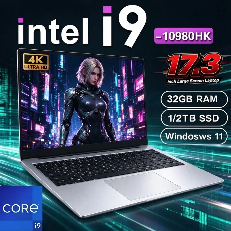 17.3 Inch Laptop Intel I9 10980HK Windows 11 32GB RAM 2TB SSD Fingerprint Unlock All In One Portable Computer For Work Gaming