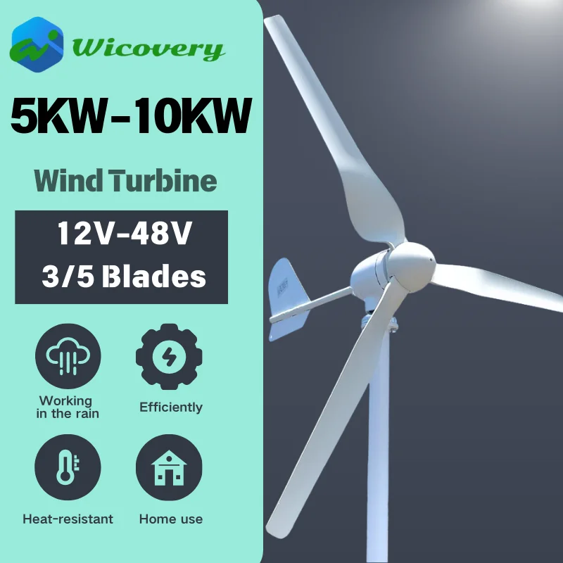 Home appliance Horizontal Wind Turbine Windmill 8KW 10KW 5KW 12V 24V 48V Low Speed Low Noise with controller wind power