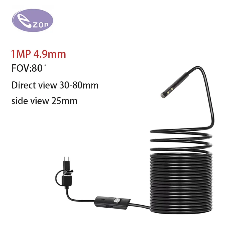 

4,9 мм 720P эндоскопическая инспекционная камера 3 в 1 Micro USB/Type-C инспекционная камера для Android и ПК водонепроницаемый трубопроводный бороскоп