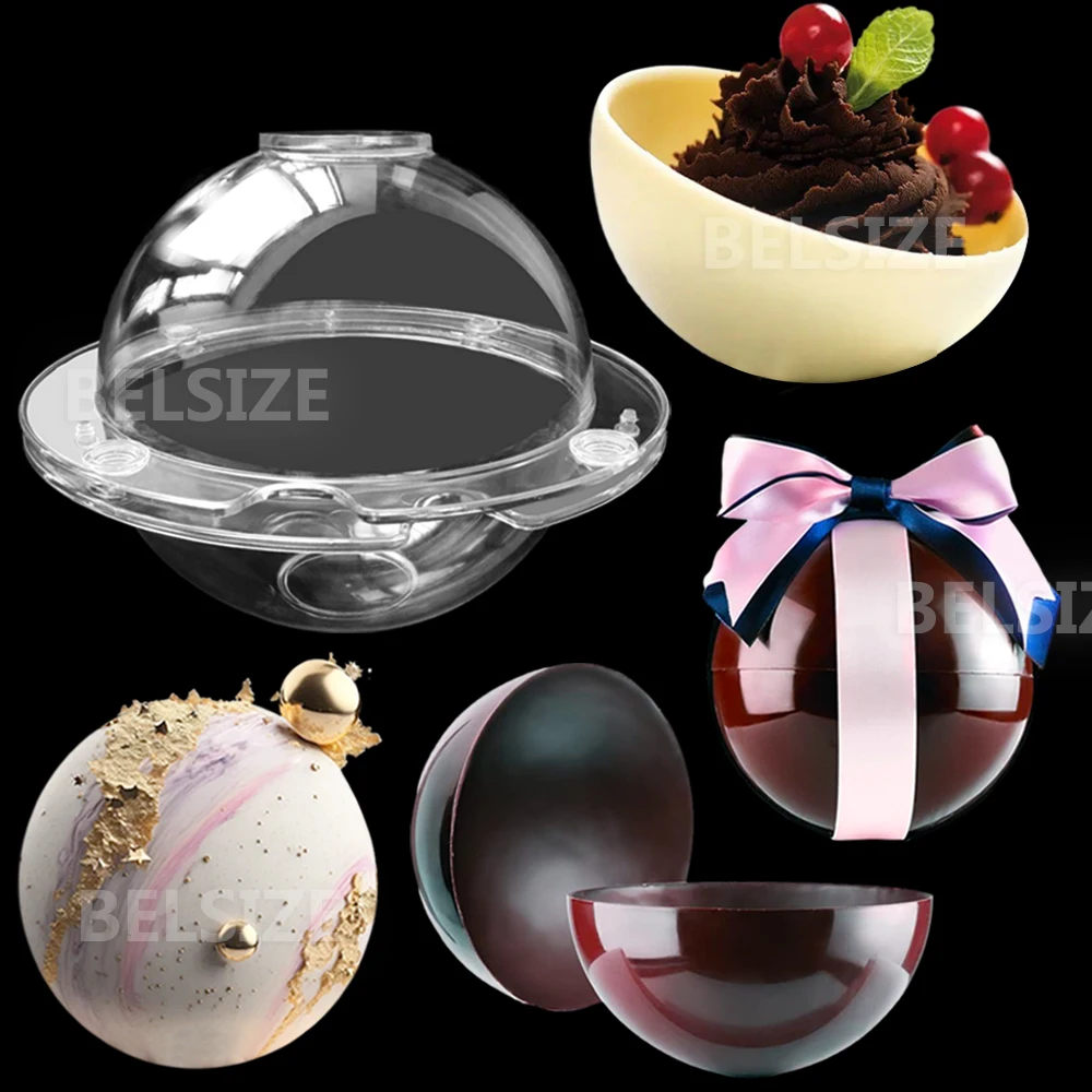 3D Planet Cake Mold Chocolate Molds, Polycarbonate Large Sphere Chocolate Bomb,Big Hollow Ball For Mousse Pastry Baking Mould