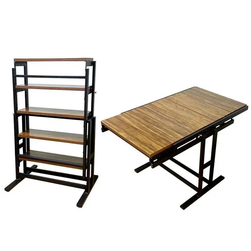 2026 Hot Sale for All Solid Wood Home Apartment Multi Functional Office Wrought Iron Deformation Telescopic Storage Folding