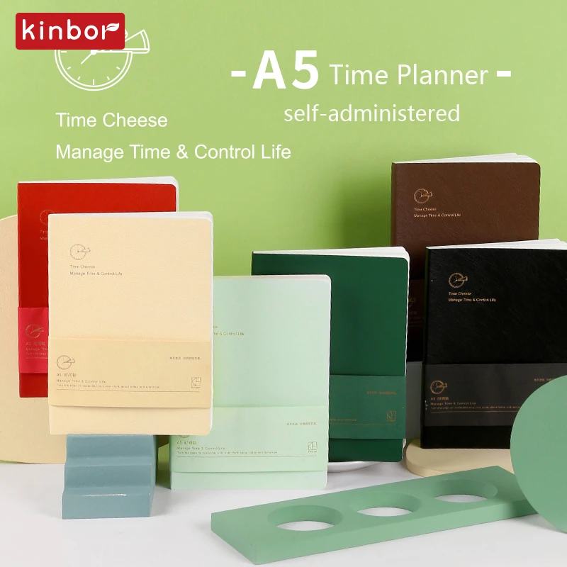 time cheese pu leather notebook alta beleza blocos self filled ins mes weekly planner livros novo 24 kinbor a5 01