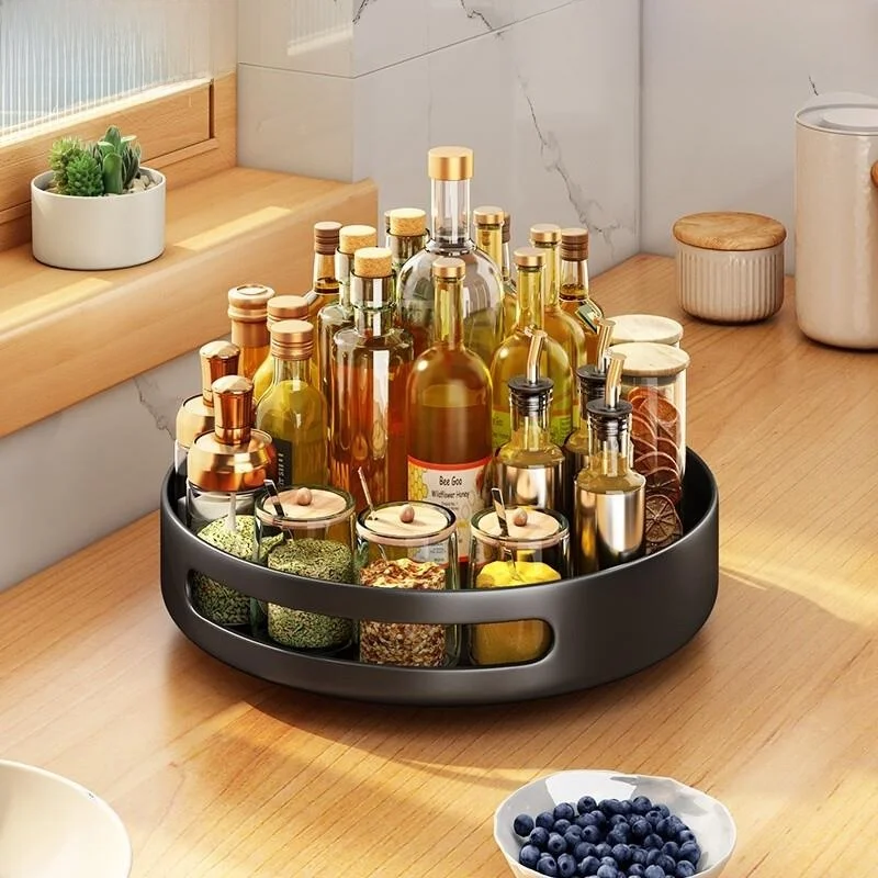 Estante Giratorio para Condimentos de Cocina, Caja de Almacenamiento Multifuncional Redonda, Soporte para Sal, Pimienta, Salsas y Vinagre, Especial para Uso en Esquinas