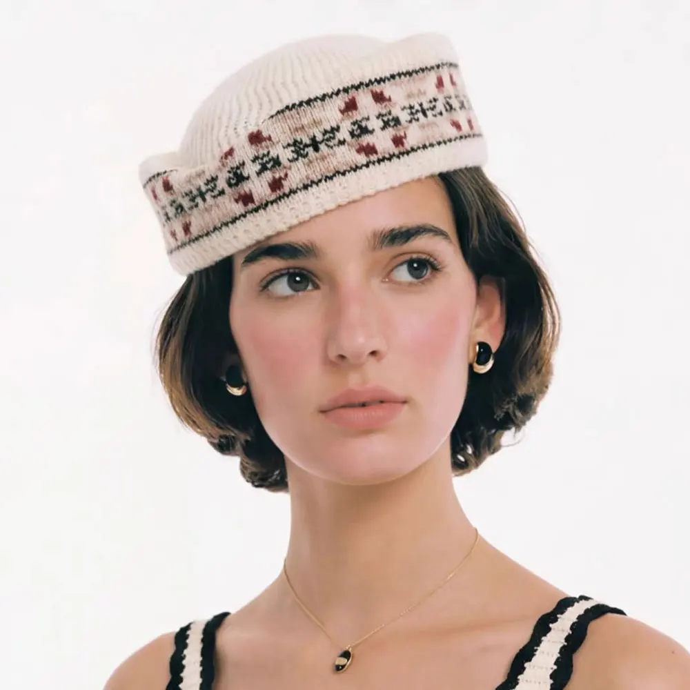 Fashion Fall Winter Knit Beret Hat Airline Stewardess Flight Attendant Vintage Pillbox Hat Uniform Stewardess Teardrop Hat