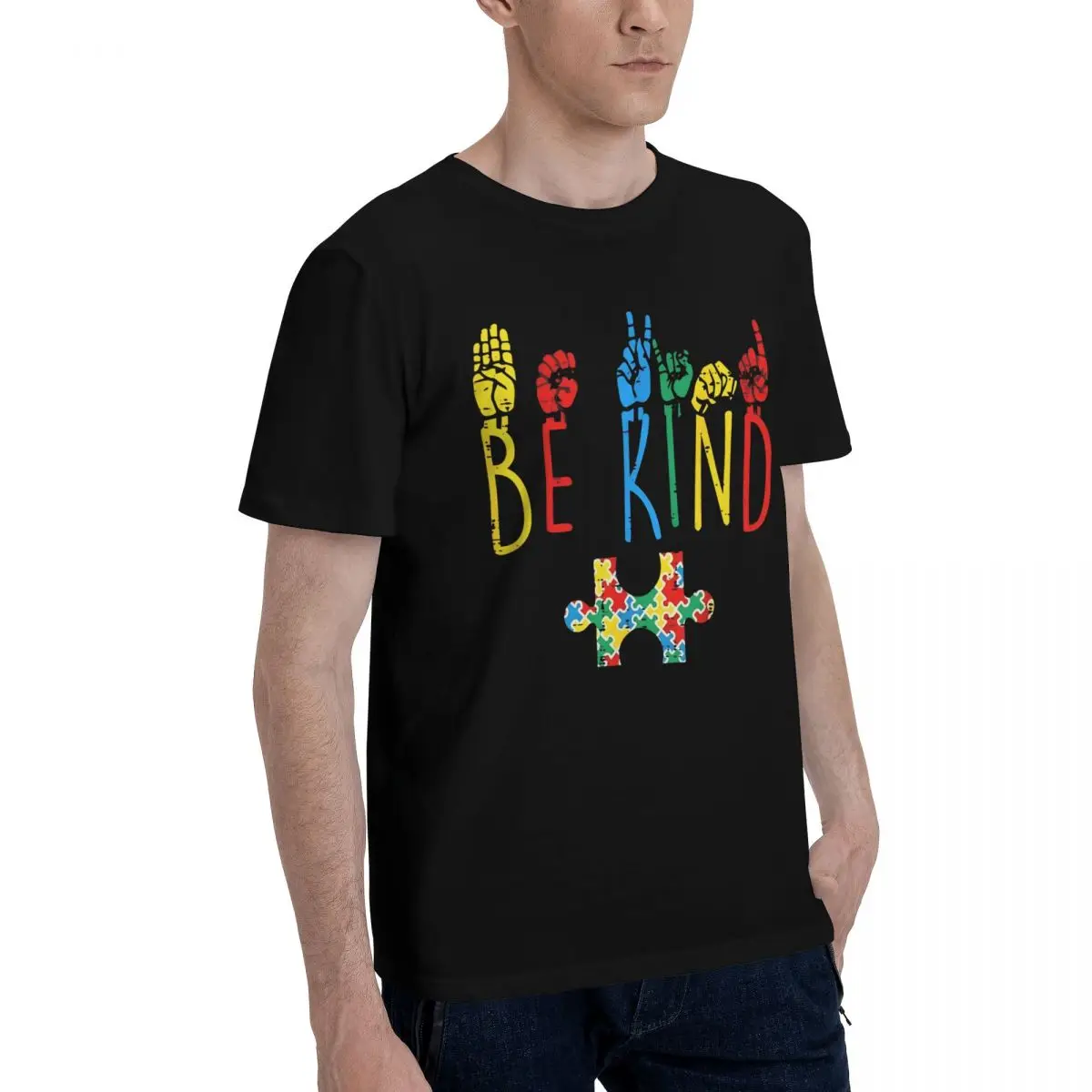 Colorful Be Kind Puzzle Banner Campaign T-shirts Activity competition Champion Novelty High quality Eur Size