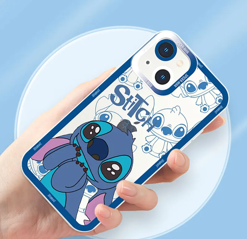 Disney Cute Stitch per iPhone 15 14 13 12 mini 11 Pro Max 8 7 Plus XR XS X custodia per telefono Angel Eyes