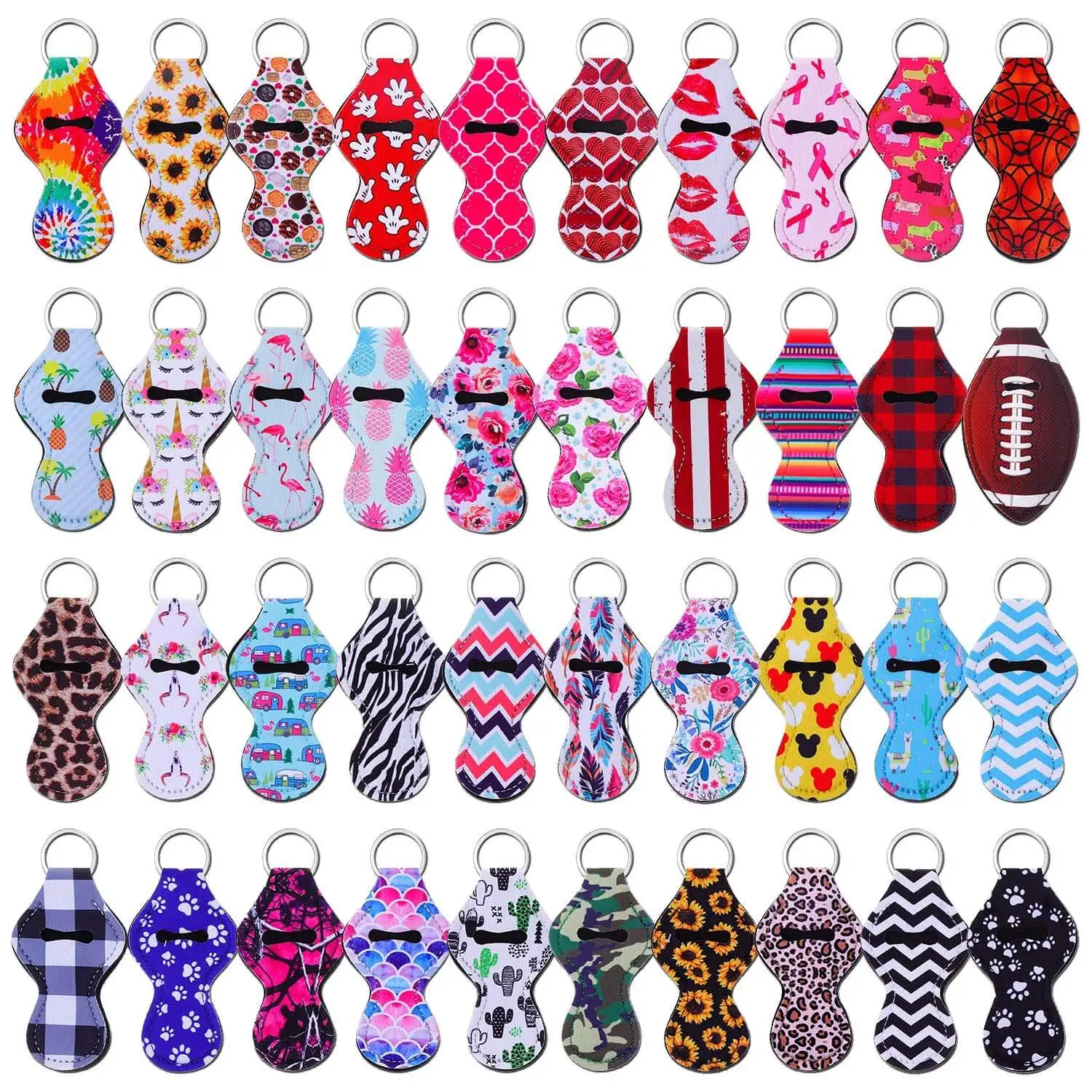 100pcs Chapstick Holder Keychain Various Patterns Lip Balm Holder Wristband 30ML Travel Bottle Hand Sanitizer Holder Wholesale