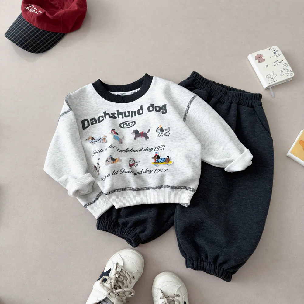 2026 Herbst Kinderbekleidungssets Baby Jungen Mädchen Cartoon Welpen-Print Rundhals-Sweatshirt+Hose 2-teilige Kinder-Freizeitanzüge – Detail 9