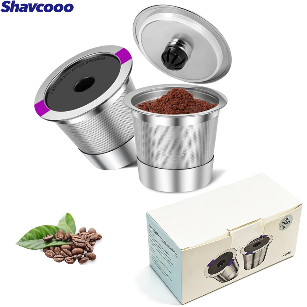 Shavcooo KC111 Eco-Friendly Portable Stainless Steel K Cup Keurig Reusable Single Hole Coffee Filter Double Coffee Capsule