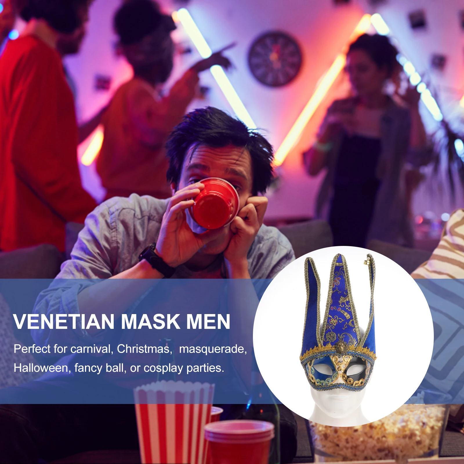 

Venetian Mask Men Plastic Lightweight Comfortable Wear Perfect Carnival Christmas Masquerade Halloween Fancy Ball Parties Gifts