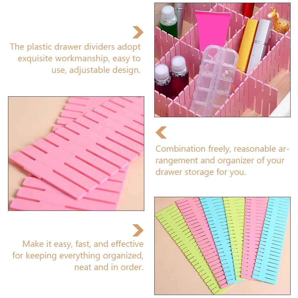 8 قطعة منظمات الأدراج المنزلية فواصل بلاستيكية قابلة للتعديل لتخزين أنيق ومنظم فواصل الأدراج البلاستيكية المنزلية #2