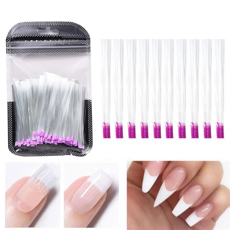 Professional Silk Fiberglass Nail Form Acrylic Tips Extension Gel Nail Accessory Glass Fiber Nail Extension Paper Tool 100pc/bag