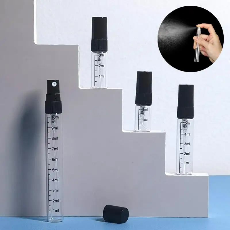 1 Pcs 2ml 3ml 5ml 10ml Scale Glass Bottle Refillable Spray Empty Perfume Travel Atomizer Cosmetic Container Sample Test Vials