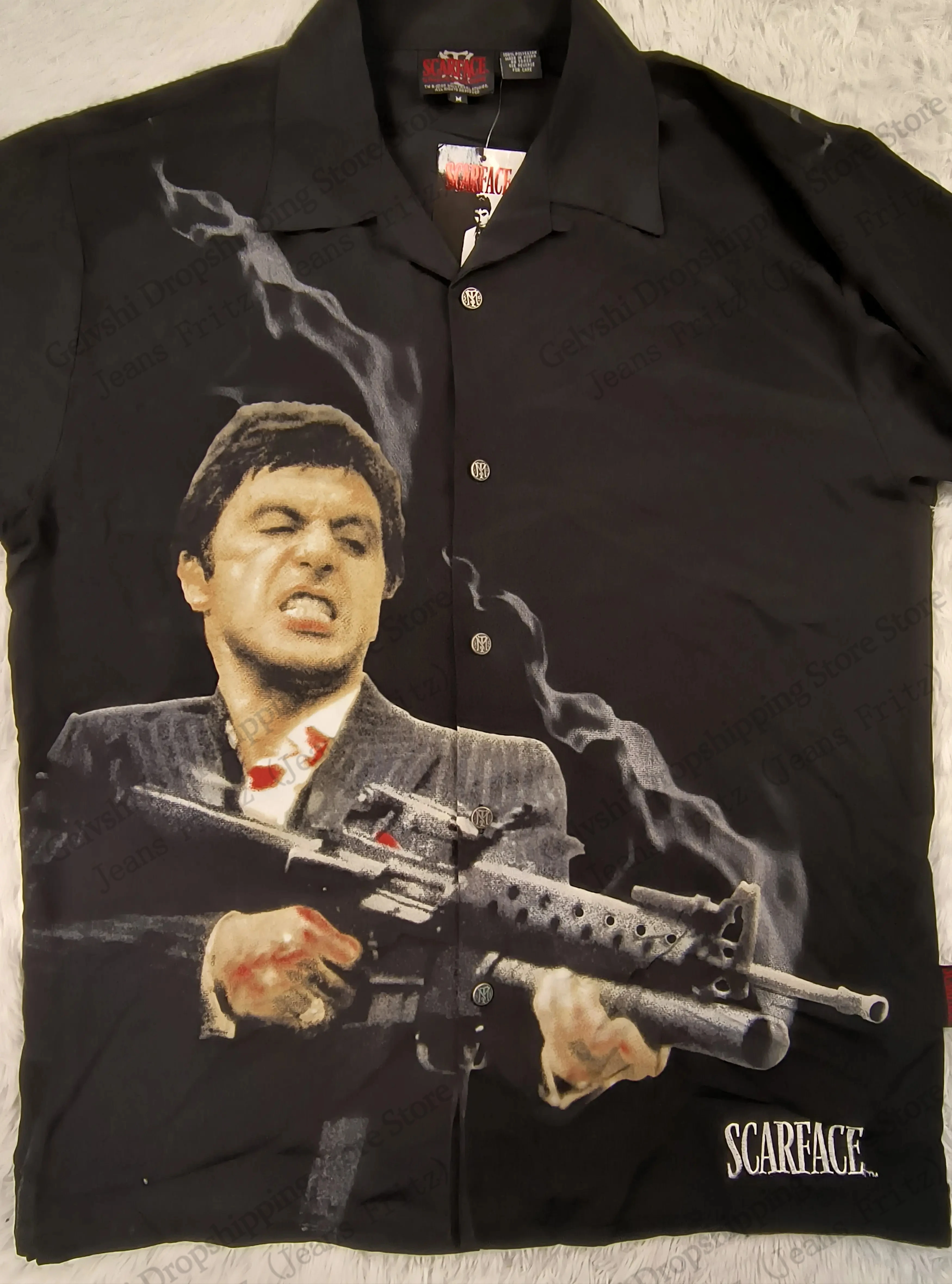 Movie Scarface Hawaiian Shirt Tony Montana 3d Print Shirt Men Women Fashion Short Sleeve Casual Shirts Blouse Elastic Polyester