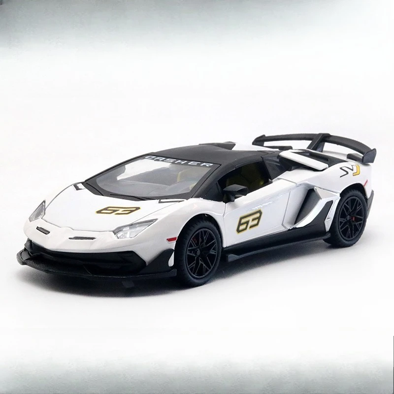 

1/24 Simulation Sports Car Model Alloy Door Sound and Light Sound Effects Pull Back Children's Toy Model Boxed Wholesale