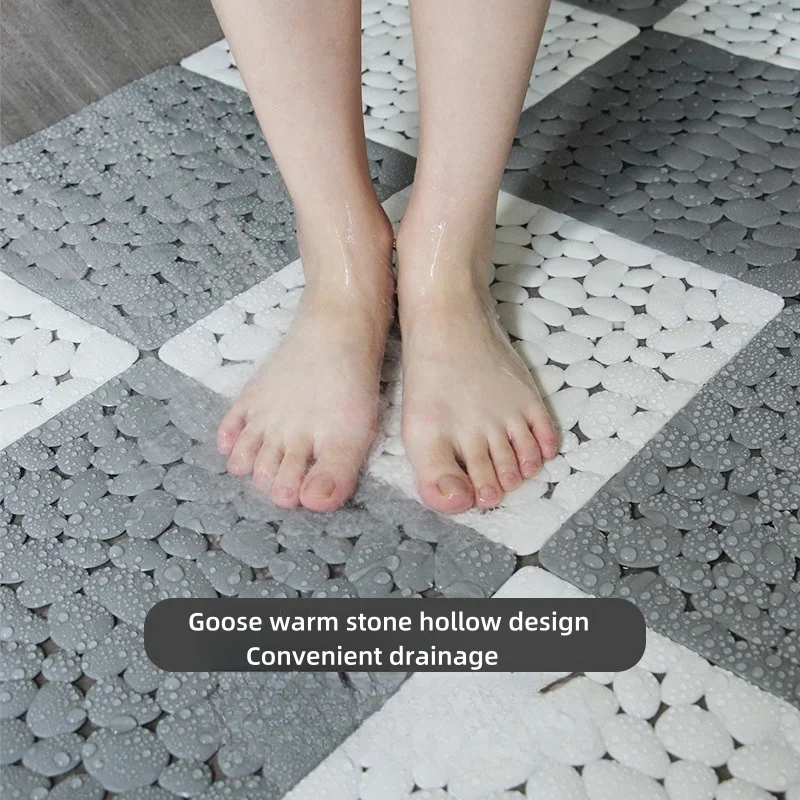 1pc Non-slip Bathroom Foot Mat Waterproof Rug Bathroom Carpet Anti Slip Suction 3D Feet Floor Mat Splicing Massage Shower Mat