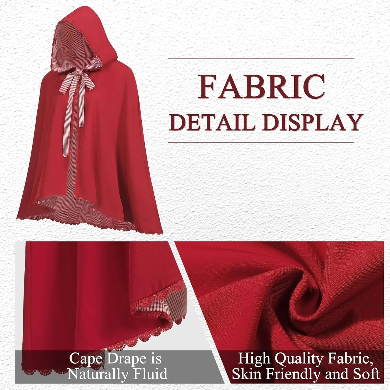 Red Plaid Cape Women's Double Layer Open Cardigan Robe Costume for Halloween Christmas Autumn Fashionable Chinese Style view 4