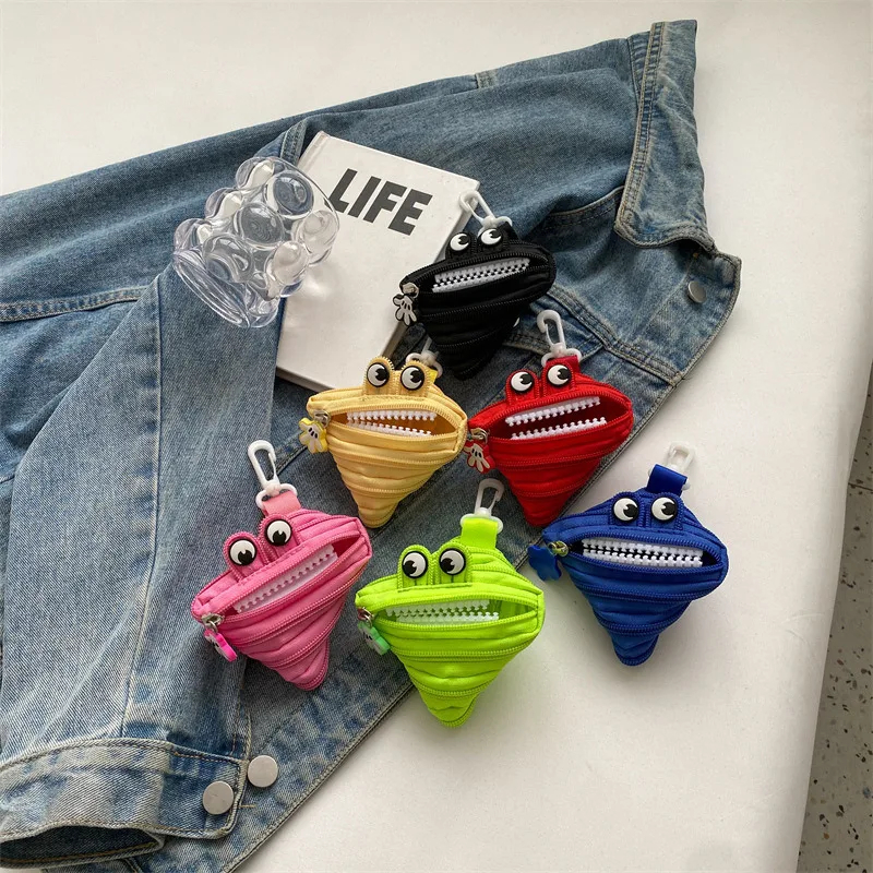 

2024 New Popular Personality Monster Zipper Creative Coin Purse Key Bag Lipstick Headphone Bag Hanging Mini Cute SmallPendantBag