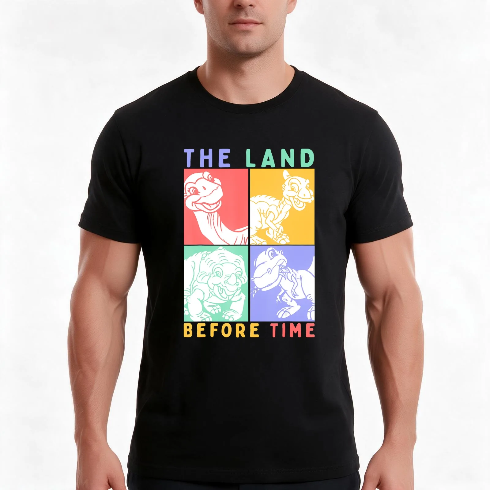 Endowed Beauty Dino Cera Good Land Before Time Pastel Stacked Saur Boxes Gift For Fans T-Shirt, Summer Casual Cotton Tee
