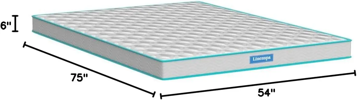 6 Inch Mattress  Firm Feel Bonnell Spring with Foam Layer Mattress in a Box Youth or Kids Bed Guest Bedroom Durable a