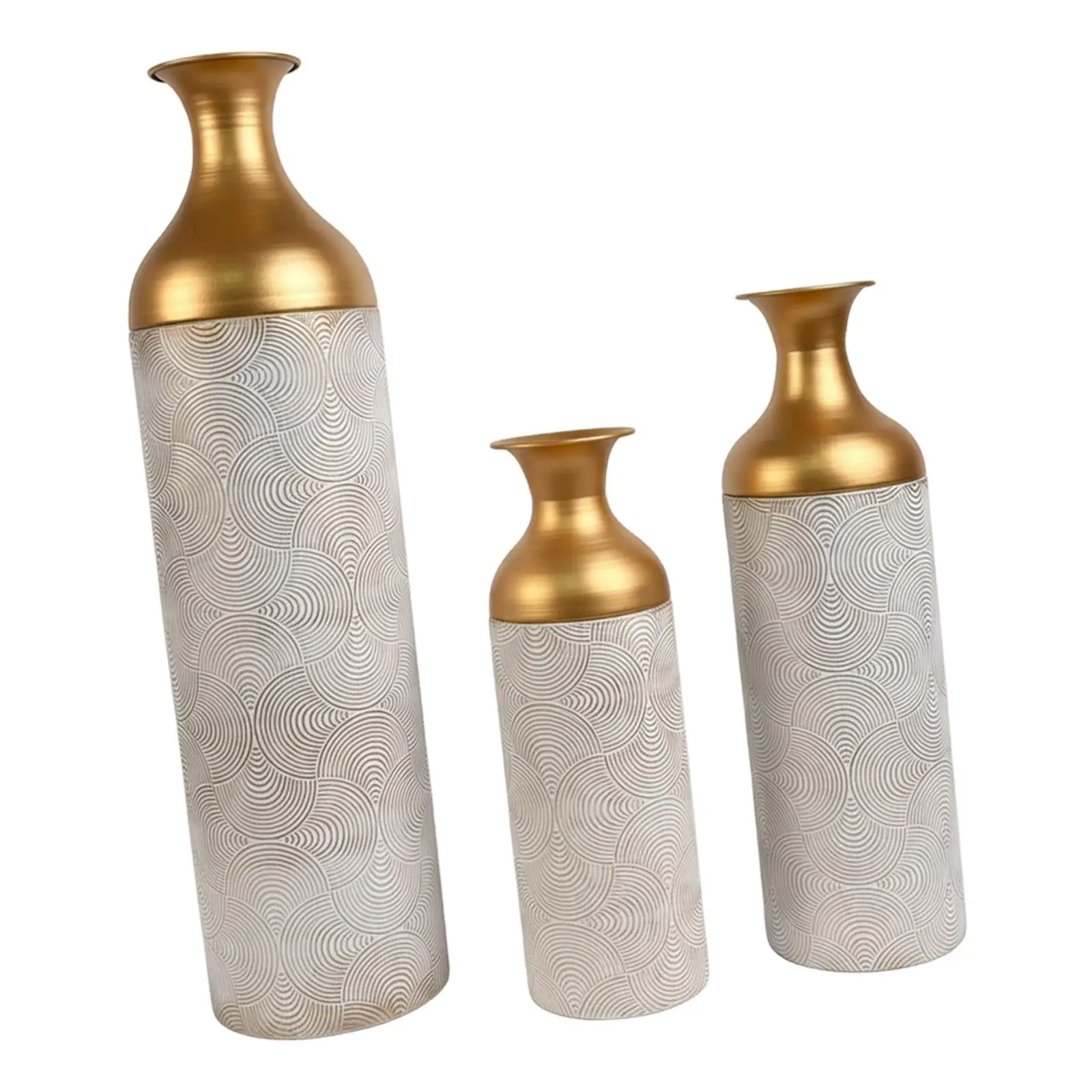 Large Tall Floor Vase Set Ripple Iron Vases with Detachable Lids for Plants Farmhouse and Contemporary Spaces