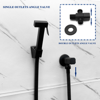 Handheld Bidet Spray Shower Set Bathroom 1 or 2 Outlet Angle ValveToilet Shattaf Sprayer Anal Douche Kit Bidet Faucet Matt Black