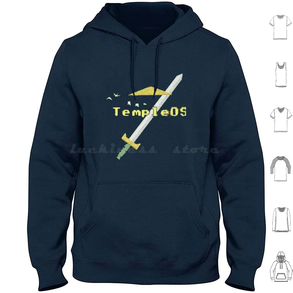 

Templeos Cute Hoodie cotton Long Sleeve Templeos Terry Davis Templeos Text Logo Temple Temple Os Terry A Davis Os