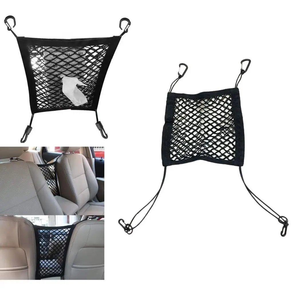 Black Car Seat Organizer Net Pouch Phone Holder Pocket Dog Gate Barrier