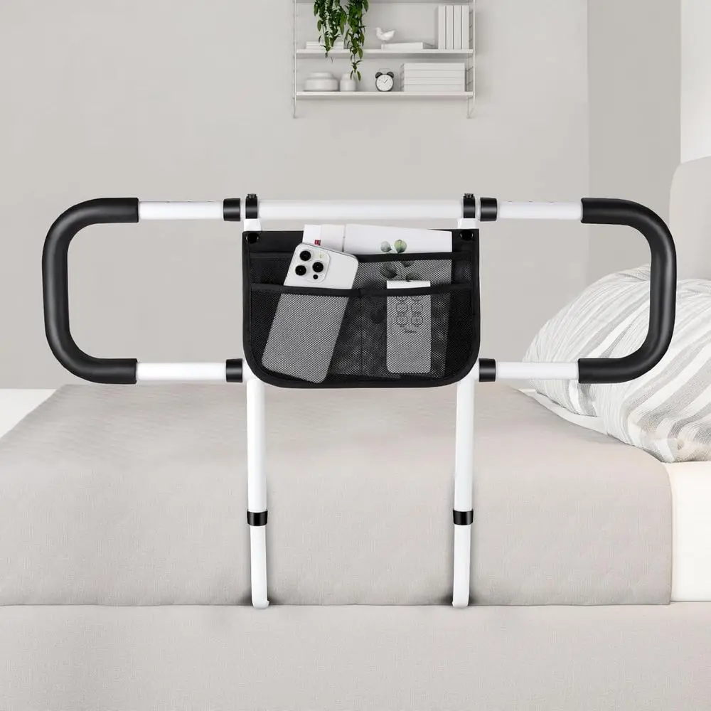 

Elderly Safety Bed Rails - Adjustable Side Rails with Storage and Straps for King, Queen, Full, and Twin Beds