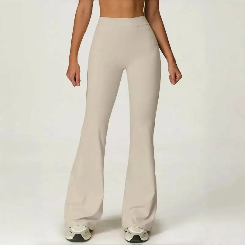 

Women S Brushed Yoga With High Waist Tight Fit Wide Legs Slimming Effect Flared Outdoor Sports Running Fiess Pants