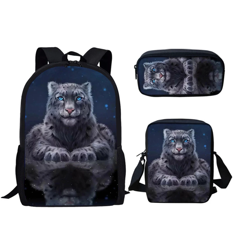Popolare giovanile tigre leone leopardo orso stampa 3D 3 pezzi / set borse da viaggio per studenti zaino per laptop zaino borsa a tracolla astuccio