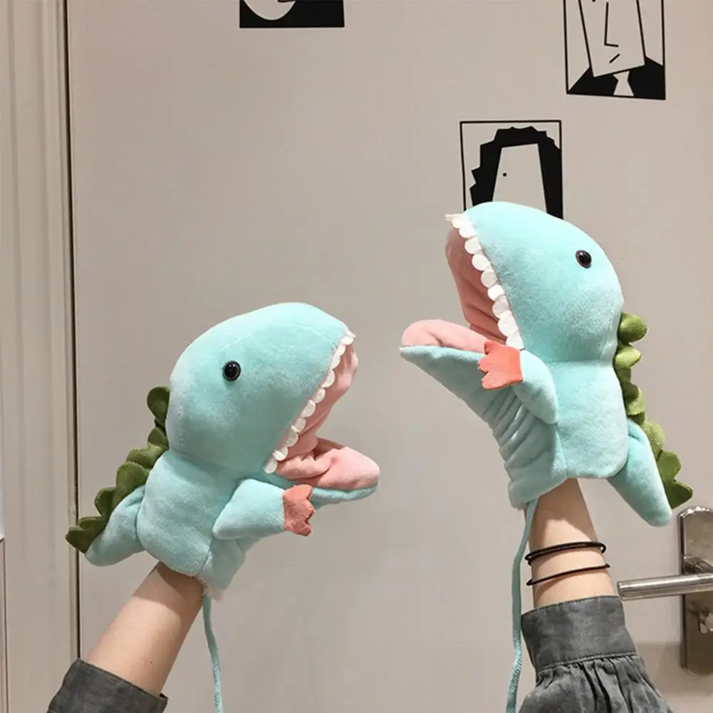 Gants à main de dinosaure, 1 paire, marionnette à bouche Mobile en tissu de dessin animé réaliste, jouets pour enfants