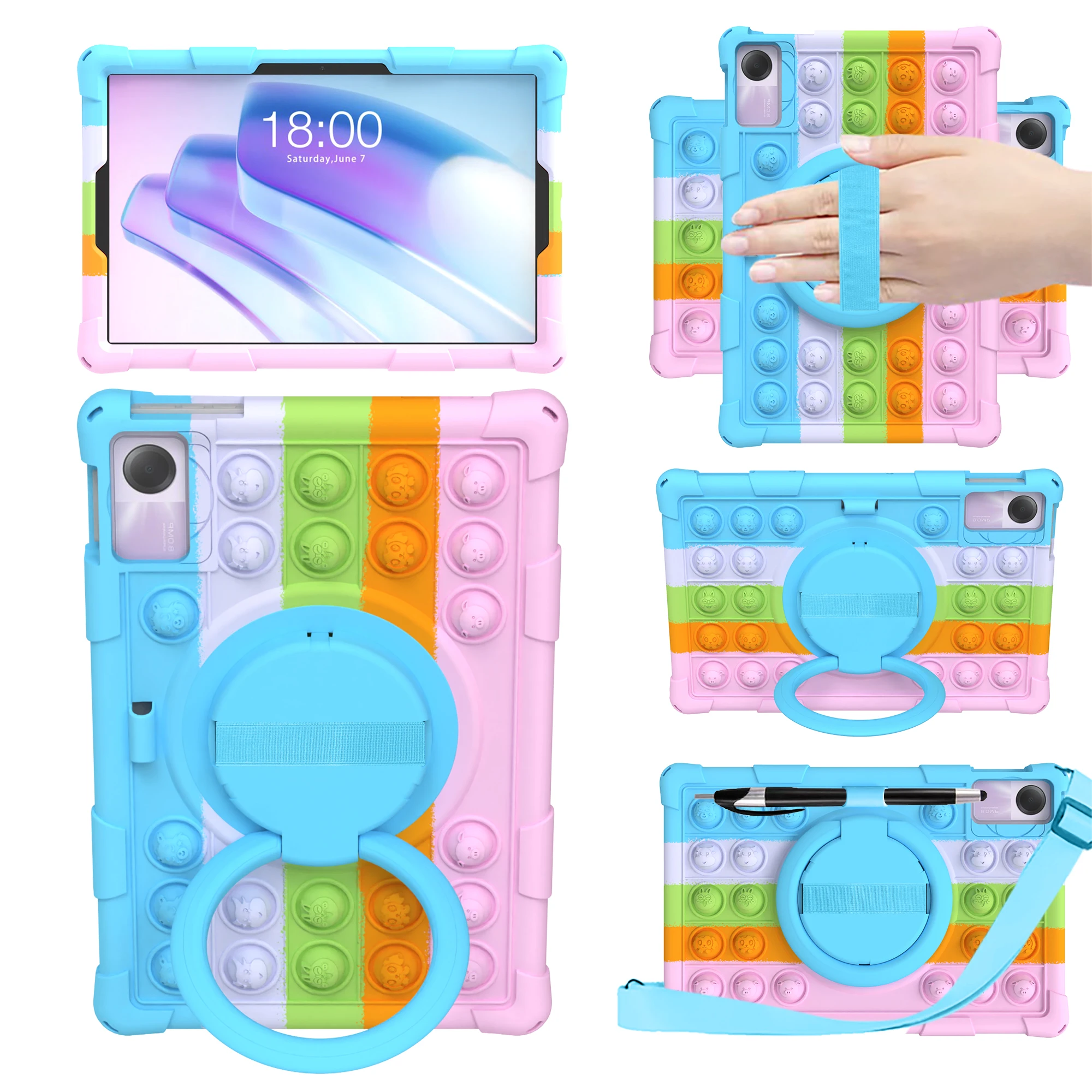 

For Redmi Pad SE 11inch funda Xiaomi Pad 5 pro Tablet Case xiaomi Pad 6 Pro redmi pad 10.6 Stand Cover Bubble Silicone Protector