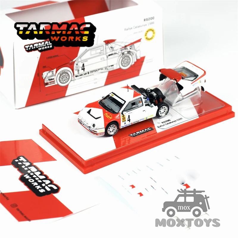 

Tarmac Works TW 1:64 RS200 Rallye Catalunya 1986. # 4-белая оранжевая литая под давлением модель автомобиля