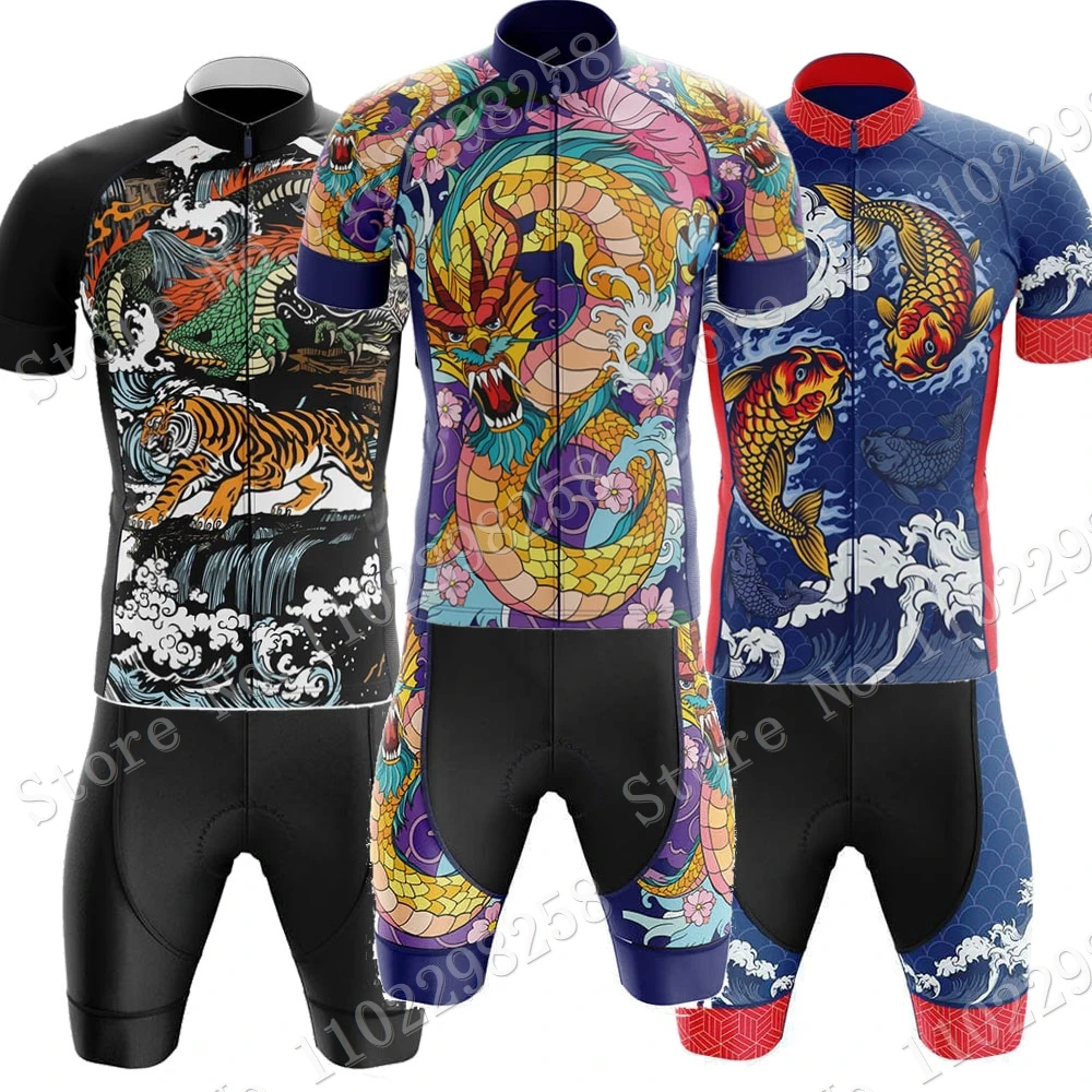 

Popular Dragon 2024 Cycling Jersey Set Summer Tiger Japan Clothing Men's Road Bike Shirt Suit bib Shorts MTB Ropa Ciclismo