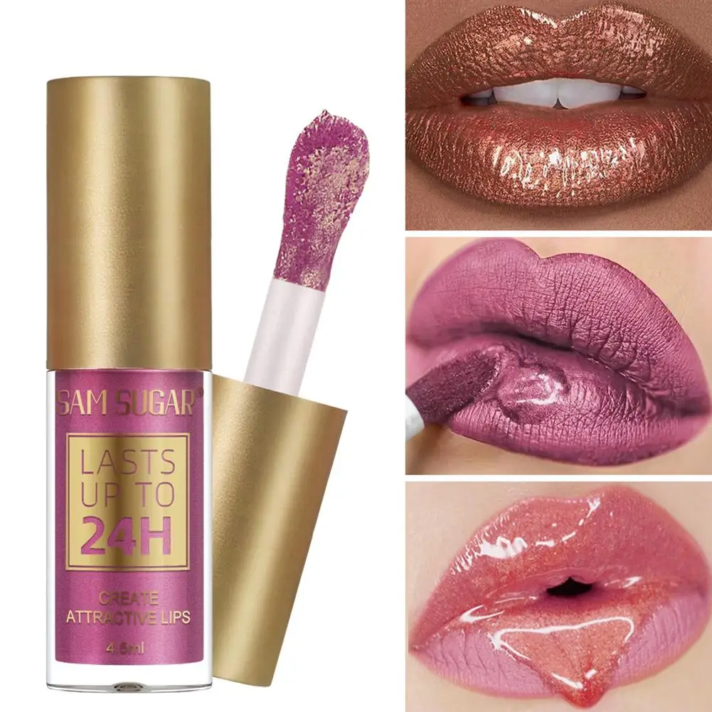 新しいグリッターリップグレイズ、輝くロングラスティングリップグロス、防水リキッドリップスティック、リップオイル、リップティント、女性へのギフト O0S7