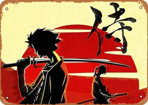 Póster de Anime y Manga, figura de metal, cartel de metal, Samurai Champloo, decoración de pared, aluminio