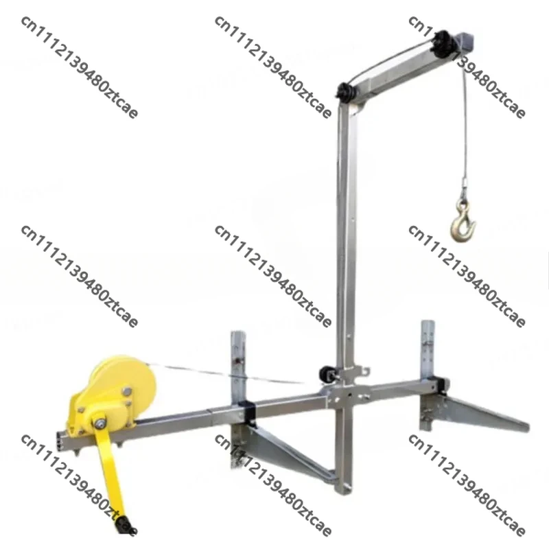 Folding Self-Locking Manual Winch 10/15/20M Galvanized Steel Hand Winch Assembly Air Conditioner Lifting Crane Tool