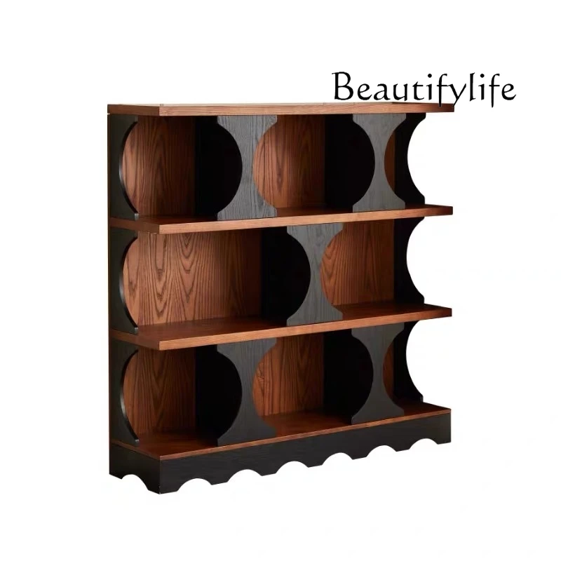 

French retro floor-to-ceiling bookcase display, home living room, balcony storage, antique entrance, side cabinet