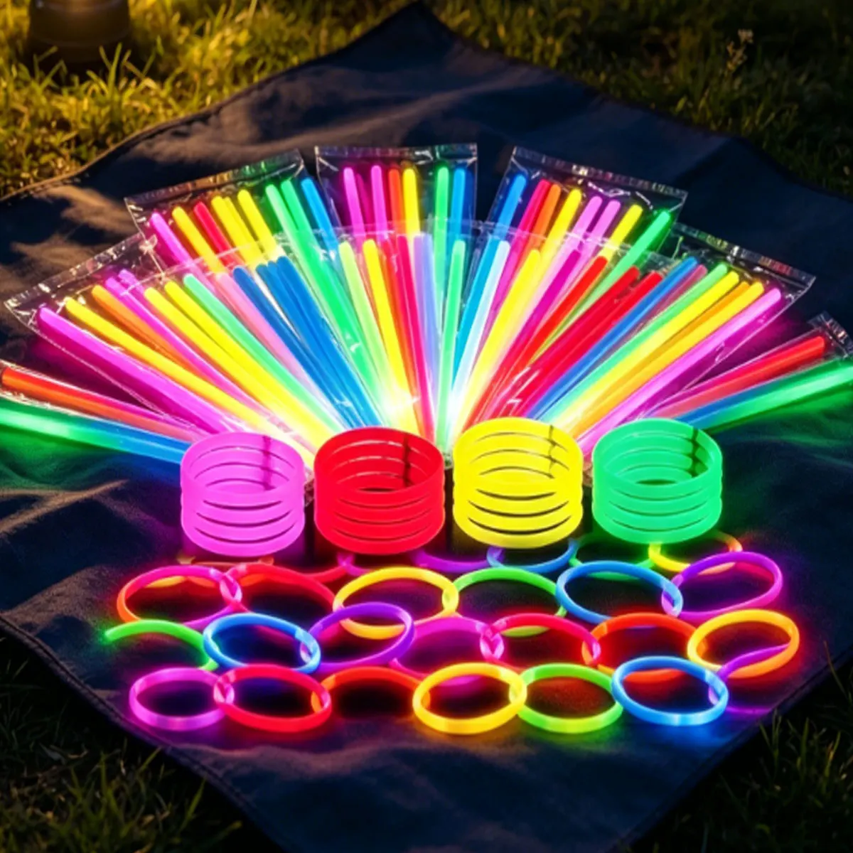 12/24/36/48 Packung 8 Zoll fluoreszierende Leuchtstäbe in zufälliger Farbe, tragbare Leuchtstäbe mit Verbindungsstücken für Festivals ZSY