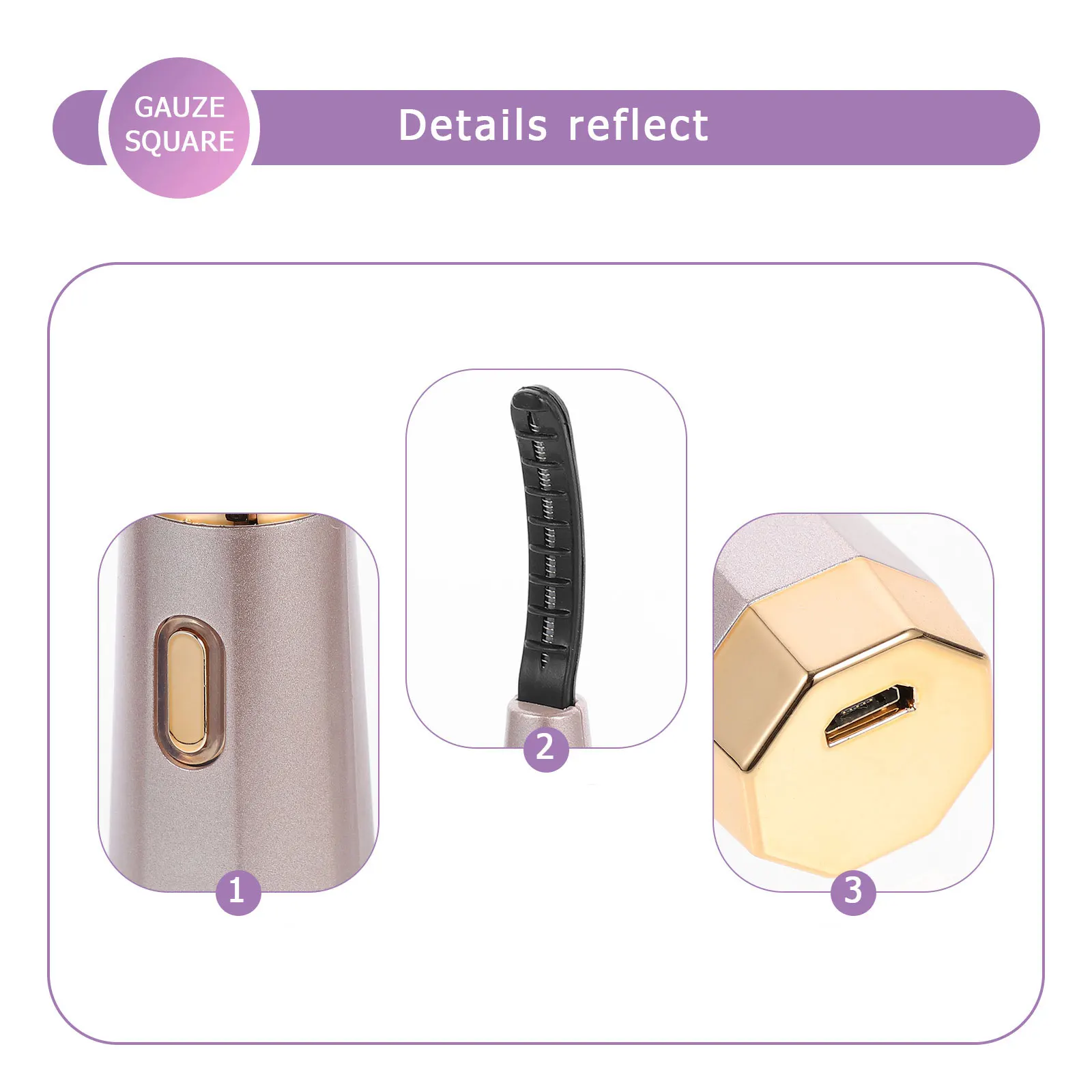 

Electric Heating Eyelash Curler USB Rechargeable Curved Brush Head Design Better Curling Effect Eyelash Curler