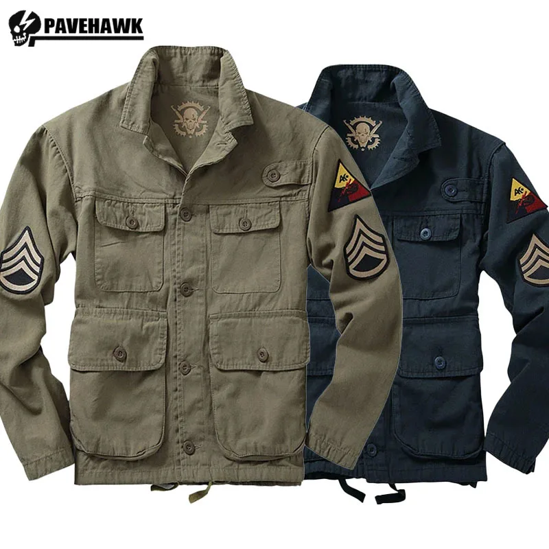 

Motorcycle Tactical Jacket Mens M65 Bomber Wear-resistant Embroidery Fashion Pilot Coats Cotton Multi Pocket Casual Windbreaker