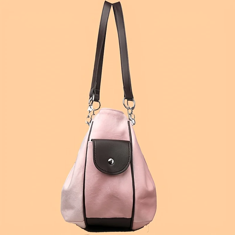 Damen-Handtasche aus Wildlederimitat mit Buchstabendruck, Retro-Einkaufstasche mit großem Fassungsvermögen für den täglichen Pendelverkehr und zum Tragen von Hand. Kürbistasche – Detail 9