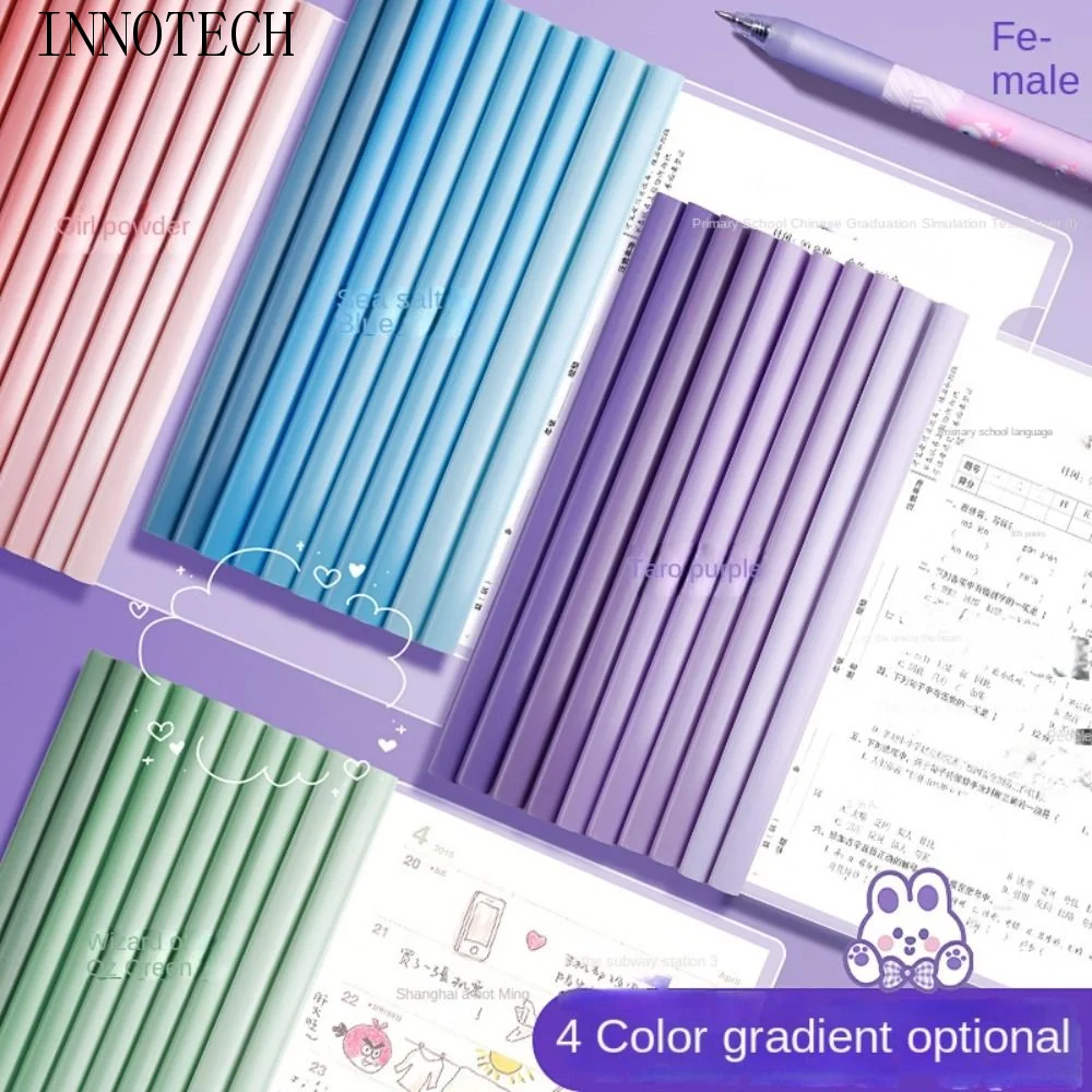 10pcs Gradient Morandi Color A4 Draw Rod Folder Transparent Waterproof Pull Rod Clip Cute Sliding Bar Test Paper Storage Clip