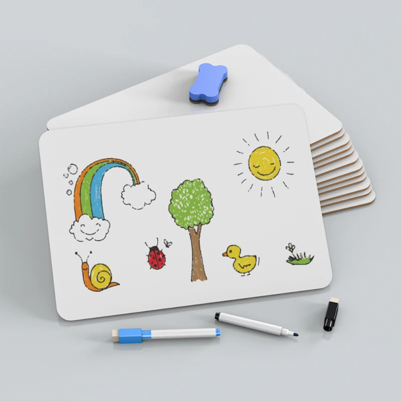 Portable Handheld Double Sided Whiteboard Reusable Wipe Clean Writing Drawing Board Children Home Learning Educational Board