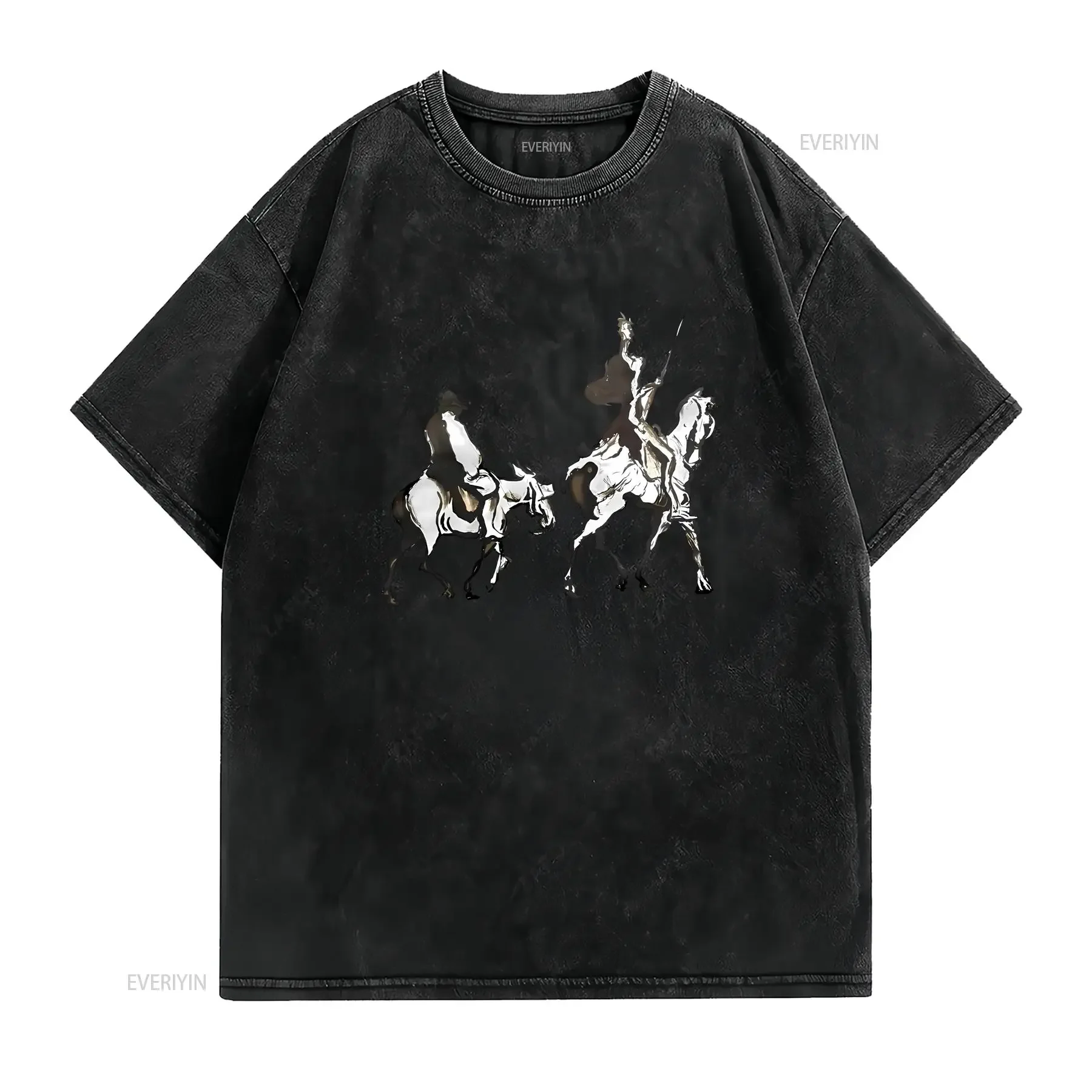 Honoré Daumier Don Quixote and Sancho 1870 Artwork T shirt vintage Washed Slightly homme Soft Versatile Stylish Comfortable