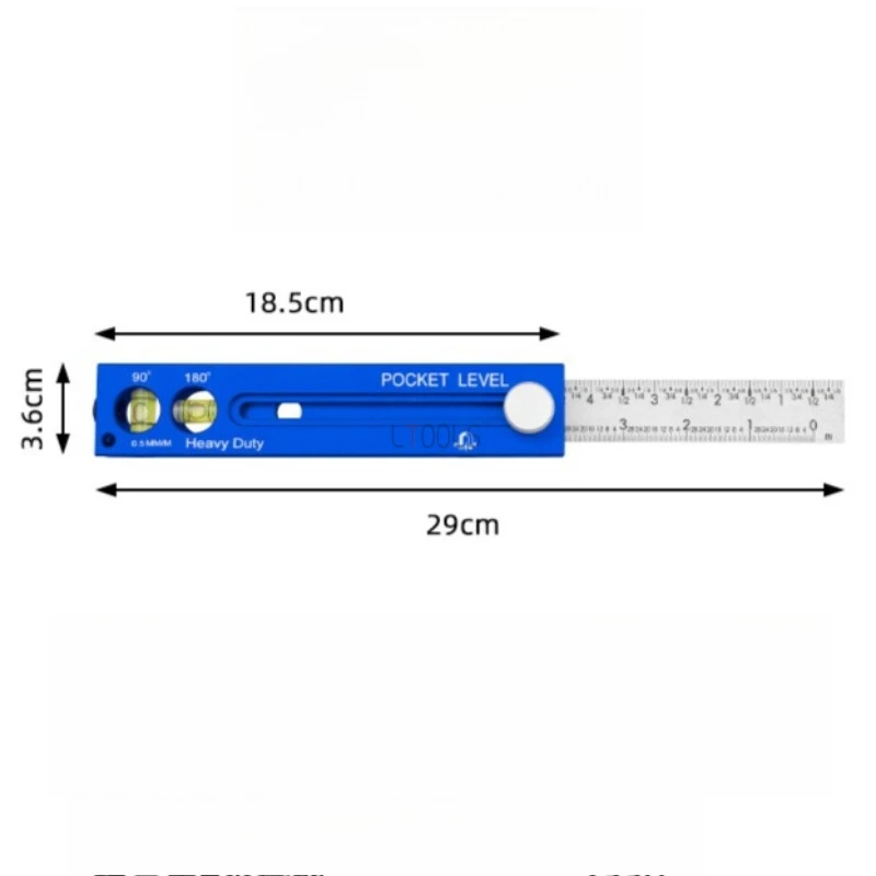 Multifunctional Pocket Level Heavy Duty Aluminum Alloy Depth Measuring Ruler Portable Woodworker Positioning and Marking Tool