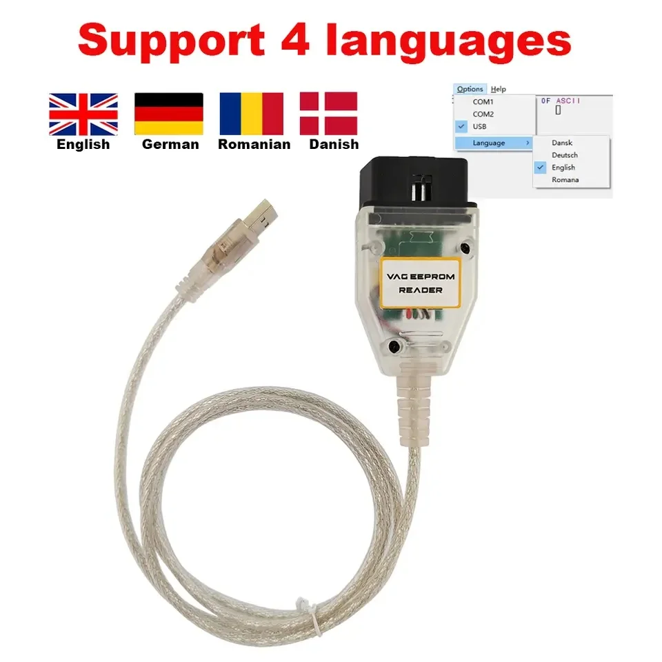 For Vag Eeprom Programmer Reader Cable Support Clear Reset Airbag Crash Data Read Write Eeprom Immobilizer Mileage Correction